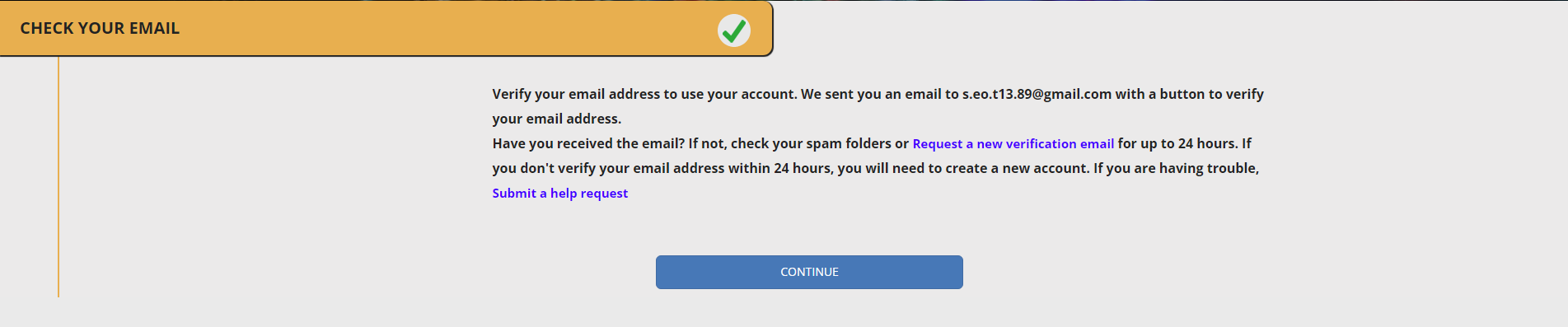 Verification of Your Email