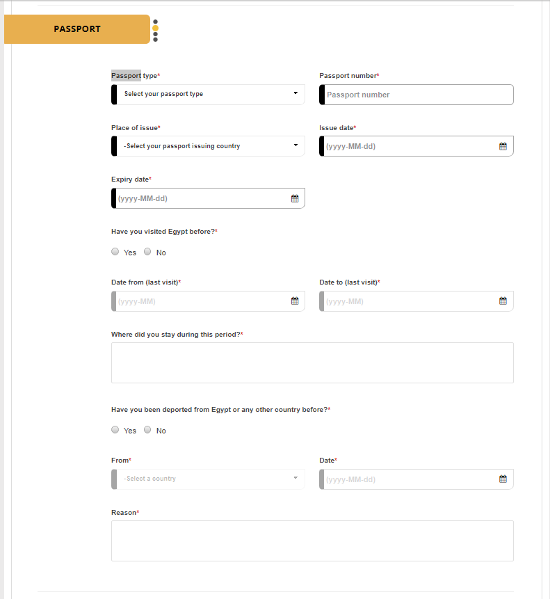 Información del pasaporte